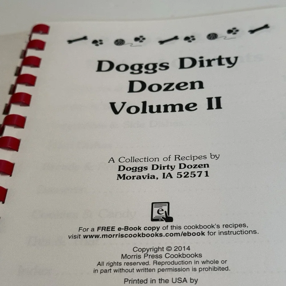 Doggs Dirty Dozen Volume ll Moravia Iowa Cookbook Recipes 2014